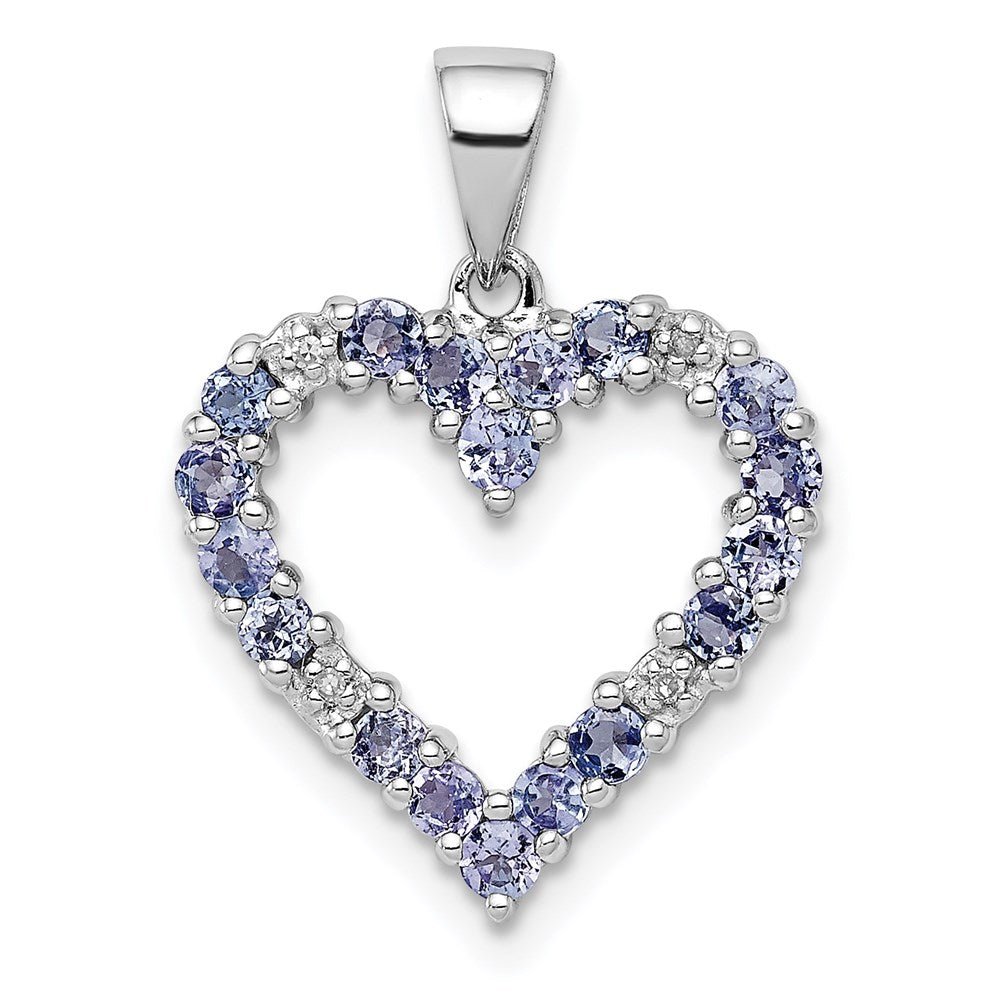 Sterling Silver Rhodium-plated Tanzanite & Diamond Pendant, 0.732 ct, 22 x 16 mm