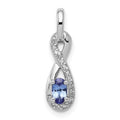 Sterling Silver Rhodium-plated Tanzanite & Diamond Pendant, 0.28 ct, 20 x 5 mm
