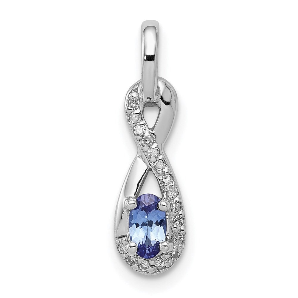 Sterling Silver Rhodium-plated Tanzanite & Diamond Pendant, 0.28 ct, 20 x 5 mm