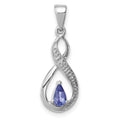 Sterling Silver Rhodium-plated Tanzanite & Diamond Pendant, 0.253 ct, 24.5 x 9 mm