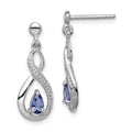 Sterling Silver Rhodium-plated Tanzanite & Diamond Earrings, 0.512 ct, 21 x 8 mm