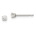 Sterling Silver Polished Children's 2.5mm Round Snap Set CZ Stud Earrings, 4 x 4 mm