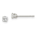 Sterling Silver Polished Children's 3mm Round Snap Set CZ Stud Earrings, 3 x 3 mm