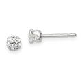 Sterling Silver 4mm Round Snap Set CZ Stud Earrings, 4 x 4 mm