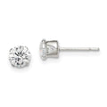 Sterling Silver 5mm Round Snap Set CZ Stud Earrings, 5 x 5 mm