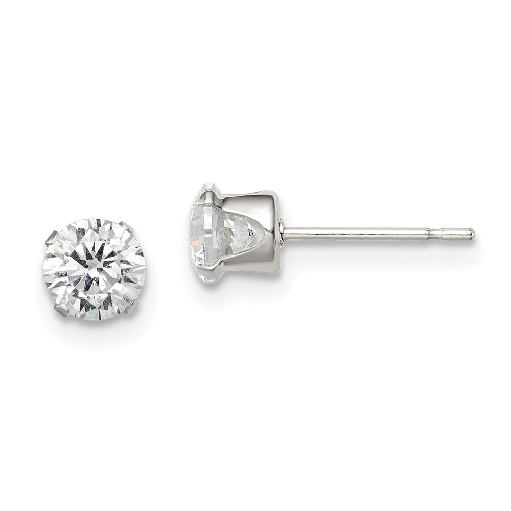 Sterling Silver 5mm Round Snap Set CZ Stud Earrings, 5 x 5 mm