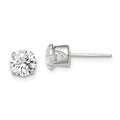 Sterling Silver 6mm Round Snap Set CZ Stud Earrings, 6 x 6 mm