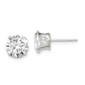 Sterling Silver 8mm Round Snap Set CZ Stud Earrings, 8 x 8 mm