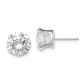 Sterling Silver 9mm Round Snap Set CZ Stud Earrings, 9 x 9 mm