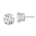 Sterling Silver 10mm Round Snap Set CZ Stud Earrings, 10 x 10 mm