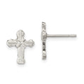 Sterling Silver Polished & Textured 'X' Cross Post Earrings, 12 x 9 mm