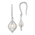 Sterling Silver Rhodium Plated Diamond and FW Cultured Pearl Ear, 0.019 ct, 39 x 11 mm