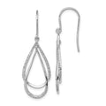 Sterling Silver Rhodium Plated Diamond Dangle Earrings, 0.018 ct, 39 x 13 mm