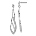 Sterling Silver Rhodium Plated Diamond Swirl Post Dangle Earrings, 0.012 ct, 39 x 9 mm