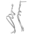Sterling Silver Rhodium Plated Diamond Swirl Post Dangle Earrings, 0.012 ct, 54 x 13 mm