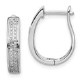 Sterling Silver Rhodium Diam. Oval Hinged Hoop Earrings, 0.204 ct, 15 x 13 mm
