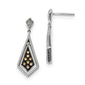 Sterling Silver Champagne Diamond Geometric Post Earrings, 0.33 ct, 31 x 11 mm