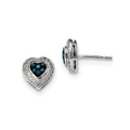 Sterling Silver Blue Diamond Small Heart Post Earrings, 0.33 ct, 10 x 10 mm