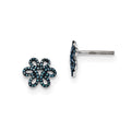 Sterling Silver Blue Diamond Flower Post Earrings, 0.26 ct, 10 x 10 mm
