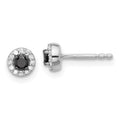 White Night Sterling Silver Rhodium-plated Black and White Diamond Circle Stud Post Earrings, 0.244 ct, 5 x 5 mm