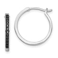 White Night Sterling Silver Rhodium-plated Black Diamond Hoop Earrings, 0.012 ct, 20 x 20 mm