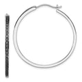 White Night Sterling Silver Rhodium-plated Black Diamond Hoop Earrings, 0.016 ct, 40 x 40 mm