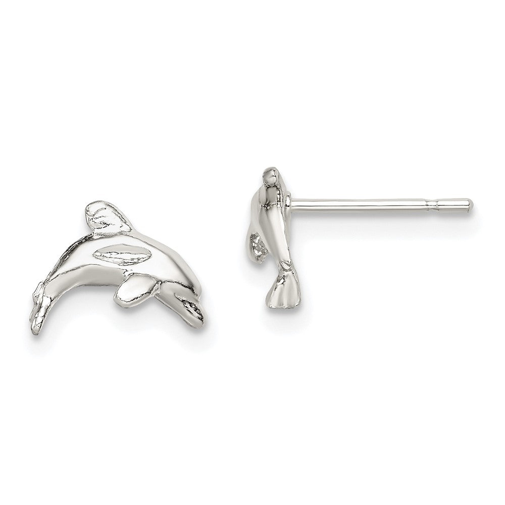 Sterling Silver Polished Dolphin Post Earrings, 9 x 9 mm