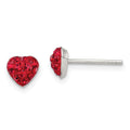Sterling Silver Red Preciosa Crystal Heart Post Earrings, 6 x 6 mm