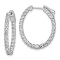 Sterling Shimmer Sterling Silver Rhodium-plated 46 Stone 2.0mm CZ In and Out Oval Hinged Hoop Earrings, 27.5 x 23 mm