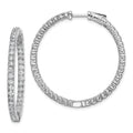 Sterling Shimmer Sterling Silver Rhodium-plated 80 Stone 2.25mm CZ In and Out Round Hinged Hoop Earrings, 41 x 41 mm