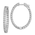 Sterling Shimmer Sterling Silver Rhodium-plated 54 Stone 2.5mm CZ In and Out Oval Hinged Hoop Earrings, 35 x 28 mm