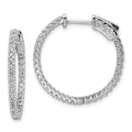 Sterling Shimmer Sterling Silver Rhodium-plated 66 Stone 1.5mm CZ In and Out Round Hinged Hoop Earrings, 25 x 25 mm