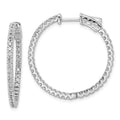 Sterling Shimmer Sterling Silver Rhodium-plated 74 Stone 1.7mm CZ In and Out Round Hinged Hoop Earrings, 30 x 30 mm