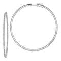 Sterling Shimmer Sterling Silver Rhodium-plated 194 Stone 1.25mm CZ In and Out Round Hinged Hoop Earrings, 59 x 58 mm