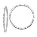 Sterling Shimmer Sterling Silver Rhodium-plated 100 Stone 1.9mm CZ In and Out Round Hinged Hoop Earrings, 50.5 x 50 mm