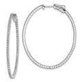 Sterling Shimmer Sterling Silver Rhodium-plated 132 Stone 1.25mm CZ In and Out Oval Hinged Hoop Earrings, 47 x 38.5 mm