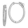 Sterling Shimmer Sterling Silver Rhodium-plated 54 Stone 1.7mm CZ In and Out Oval Hinged Hoop Earrings, 29 x 23 mm