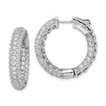 Sterling Shimmer Sterling Silver Rhodium-plated 136 Stone Pav‚ 2.0mm CZ In and Out Round Hinged Hoop Earrings, 23.5 x 20 mm