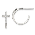 Sterling Silver Rhodium-plated CZ Cross Hoop Earrings, 17 x 20 mm