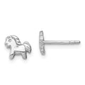 Sterling Silver Rhodium-plated Polished Pony Children's Post Earrings, 7 x 8 mm