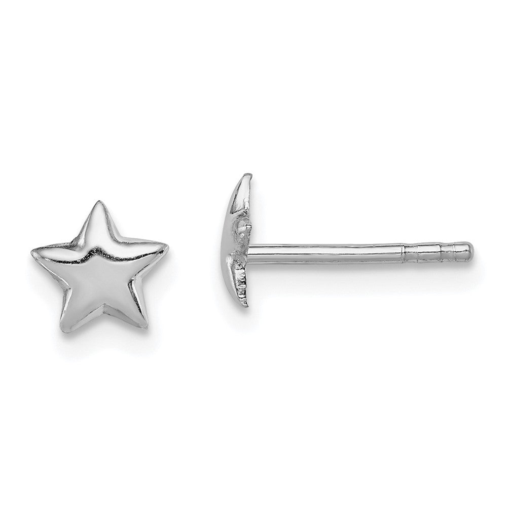 Sterling Silver Rhodium-plated Polished Star Children's Post Earrings, 6 x 7 mm