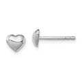 Sterling Silver Rhodium-plated Polished Heart Children's Post Earrings, 6 x 6 mm