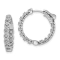 Sterling Shimmer Sterling Silver Rhodium-plated 26 Stone 1.3mm CZ In and Out Round Hinged Hoop Earrings, 21 x 21 mm