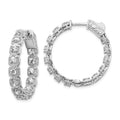 Sterling Shimmer Sterling Silver Rhodium-plated 28 Stone 2.5mm CZ In and Out Round Hinged Hoop Earrings, 28 x 28 mm