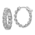 Sterling Shimmer Sterling Silver Rhodium-plated 20 Stone 2.5mm CZ In and Out Oval Hinged Hoop Earrings, 25 x 20 mm