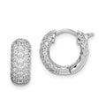 Sterling Shimmer Sterling Silver Rhodium-plated 82 Stone Pav‚ CZ Hinged Hoop Earrings, 12 x 13 mm