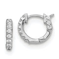 Sterling Shimmer Sterling Silver Rhodium-plated 14 Stone CZ Hinged Hoop Earrings, 11 x 13.25 mm