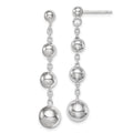 Sterling Silver Rhod-plated Polished Graduated Beaded Post Dangle Earrings, 46 x 9 mm