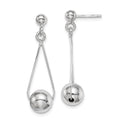 Sterling Silver Rhodium-plated Post Dangle Earrings, 31 x 10 mm