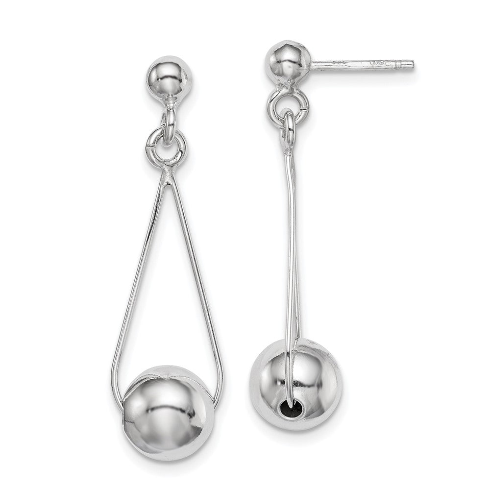 Sterling Silver Rhodium-plated Post Dangle Earrings, 31 x 10 mm